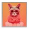 Stupell Industries Retro Glasses Cat on Orange Framed Giclee, design by Roozbeh